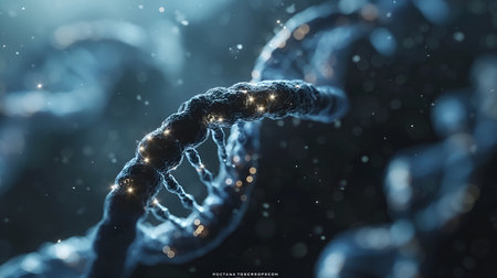 Genetic Exploration: Detailed 3D Render Offering Insight into Human DNA Helical Composition. AI-generatedの素材