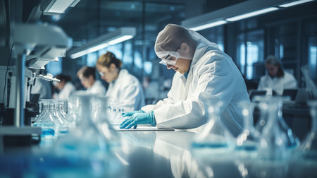 Illuminating the Lab: A Documentary Journey through Drug Discovery's Scientific Challenges. AI-generatedの素材