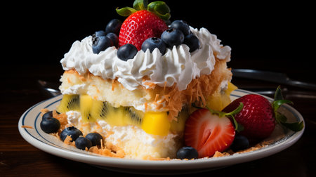 A Symphony of Textures: Tres Leches Cake, Where Milk-Soaked Cake Meets Fluffy Cream. AI-generatedの素材