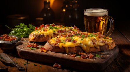 A Taste of Wales: Savory Welsh Rarebit, Golden Cheese Meets Toasted Bread. AI-generatedの素材