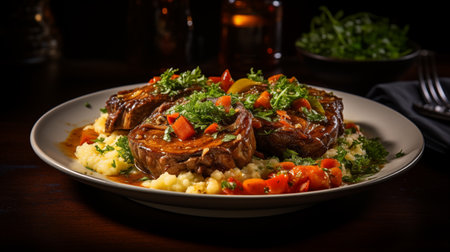 Fork-Tender Delight: Osso Buco, a Celebration of Slow-Cooked Perfection. AI-generatedの素材
