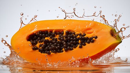 Tropical Treasure: A Slice of Papaya, Dripping with Refreshing Juice. AI-generatedの素材