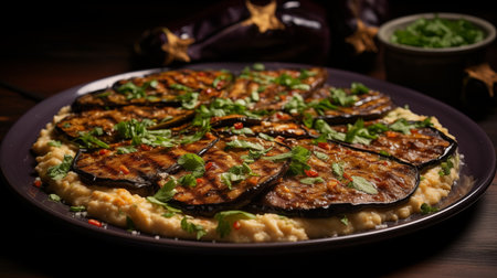 Ottomans' Delight: A Dish Steeped in History - Bursa's Eggplant Puree. AI-generatedの素材