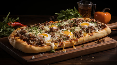 Stone-Baked Goodness: Konya's Pide - Savory Fillings Meet a Crispy Flatbread. AI-generatedの素材
