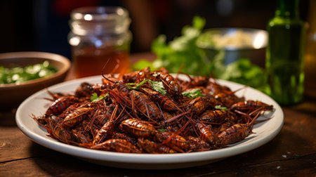 Beyond the Expected: Savory Chapulines - A Mexican Snack Sensation. AI-generatedの素材
