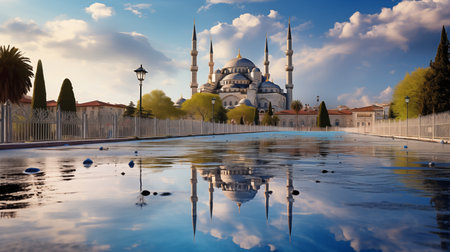 A Tapestry of Time: Hagia Sophia whispers history, the Blue Mosque dazzles with color, and Sultanahmet thrums with life. AI-generatedの素材