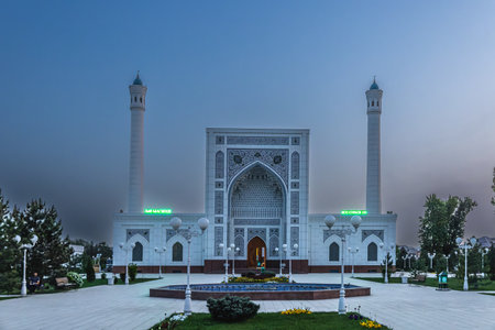 Tashkent, Uzbekistan - April 13, 2023: Central White Mosque in Tashkent "Minor"のeditorial素材