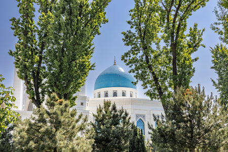 Tashkent, Uzbekistan - April 20, 2023: Central White Mosque in Tashkent "Minor"のeditorial素材
