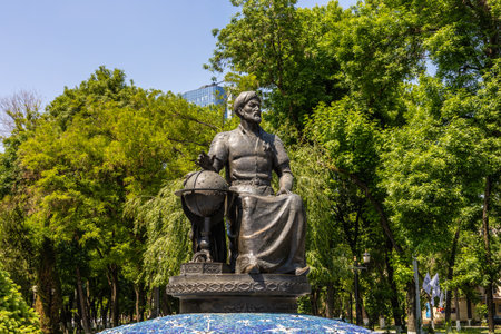Tashkent, Uzbekistan - April 21, 2023: Monument to the great scientist astronomer Mirzo Ulugbek in Tashkentのeditorial素材