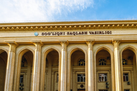 Tashkent, Uzbekistan - May 10, 2023: The building of the Minister of Health "Sog'liqni Saqlash Vazirligi"のeditorial素材