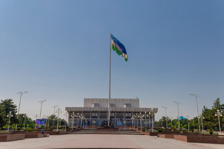 Tashkent, Uzbekistan - May 26, 2023: Peoples' Friendship Concert Hall Palace called "Xalqlar Do'stligi Saroyi".のeditorial素材
