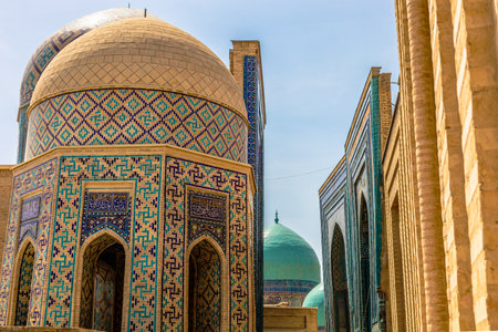 Beautiful oriental views of the tomb of the wives of the commander Amir Temur - Shakhi Zindaのeditorial素材
