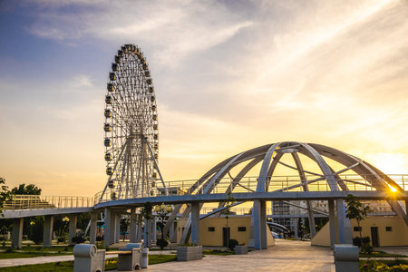 Modern urban amusement park for recreation and entertainmentのeditorial素材