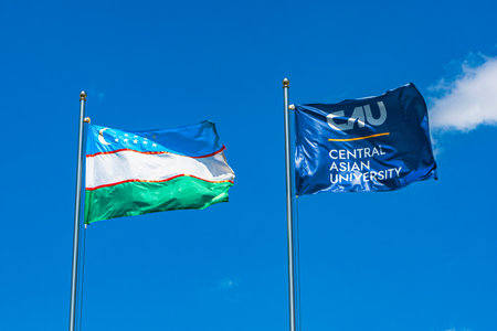 Tashkent, Uzbekistan - August 28, 2023: An example of active development of the country (New Uzbekistan) Central Asian University created by Akfa University.のeditorial素材