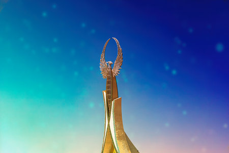 Tashkent, Uzbekistan - August 28, 2023: Memorial of Freedom and Independence with the structure of...