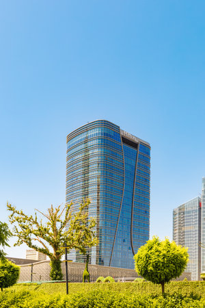 Tashkent, Uzbekistan - June 01, 2023: City park complex "Tashkent City" with an international hotel brand "Hilton".のeditorial素材