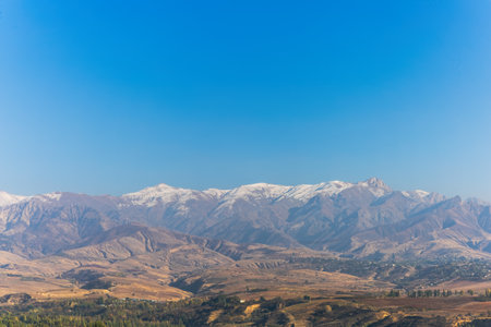 Background beautiful landscape with distant mountains.の写真素材