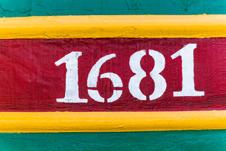 Text and numbers on a metal surface with the symbols of the USSR for design and commercial use.の写真素材
