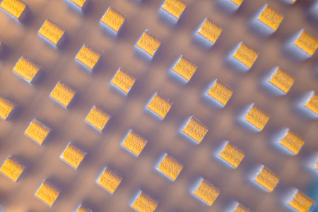 Close-up texture of radiator cooling chips and motherboards.の写真素材