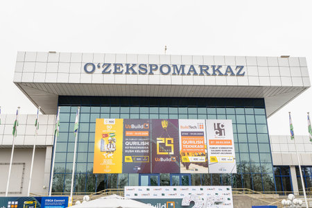 Tashkent, Uzbekistan - 02/28/2024: Exhibition on construction UzBuild in the Uzbek National Central...