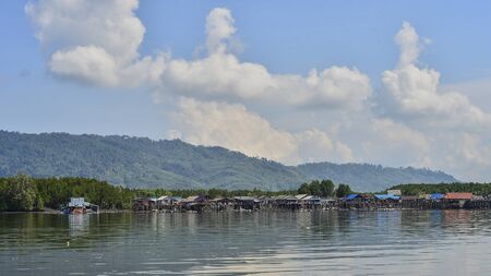Fisherman village on the beach, Phang-nga Thailandの写真素材