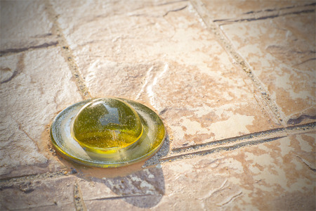 the reflective glass ball stud on the concrete road