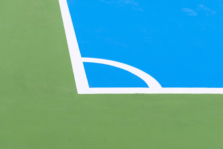 The street footbal field,close up to the corner line.The futsal field in close up scene at the corner of the fieldの写真素材