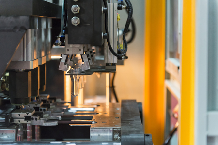 The operation of PET bottle blowing machine の写真素材