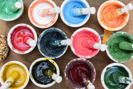 The color powder in the mortarの写真素材