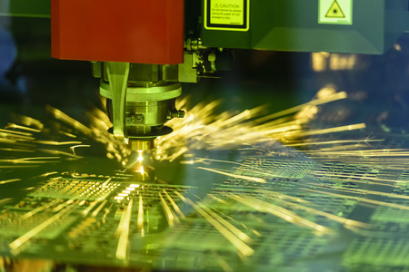 The fiber laser cutting machine controller by CNC program.The sheet metal cutting process by CNC...