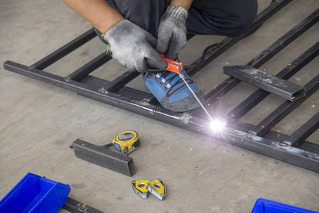The welding operator welding the tube for make the table frame.