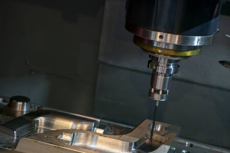 The touching probe attach with the spindle of CNC milling machine for on the machine measuring...