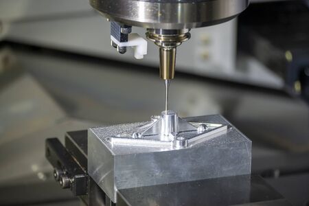  The CNC milling machine finishing cutting  the injection mold parts by  solid ball  endmill tools....
