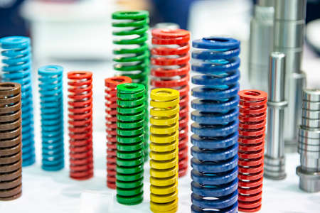 The multi-size of mold and die spring for industrial purpose. The group of mould and die spare parts.の写真素材
