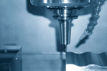 The  CNC  milling machine cutting  the mold parts by solid ball  end-mill tool type. The...
