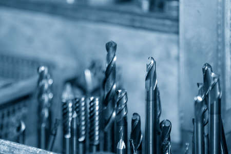 The various type of the  solid  carbide endmill tools for CNC milling machine .The  cutting  tool for machining center.の写真素材