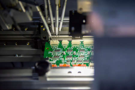 The automatic system assembly line for electronics circuit board. The hi-technology manufacturing...
