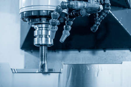 The CNC milling machine rough cutting the injection mold parts by indexable  endmill tools. The mold...