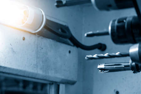 The indexable tool in the tooling magazine of machining center. The automatic toll change ,ATC...