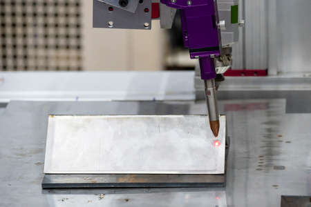 The automatic welding robot working with automotive parts assembly processing. The industrial 4.0...