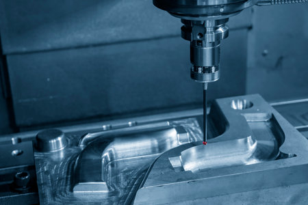 The  CMM machine measuring the injection mold parts. The quality control of automotive parts with ...