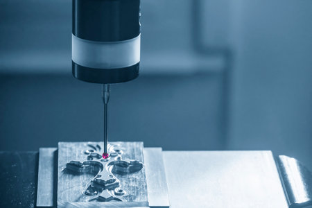 The  CMM probe measuring the  mold parts on machining center. The quality control of automotive parts with  Coordinate Measuring Machine.の写真素材