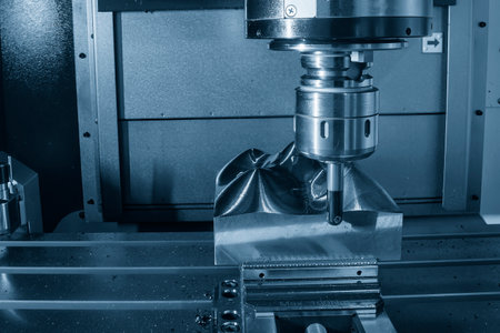 The CNC milling machine rough cutting the injection mold parts by indexable tools. The mold and die...