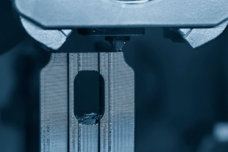 Close up scene the additive manufacturing by 3D printer machine. The high technology manufacturing...