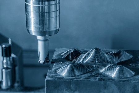The CNC milling machine rough cutting the injection mold parts by indexable tools. The mold and die...