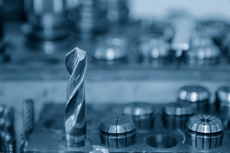 The group of drill tool in the light blue scene. The high precision hole making tool for machining...