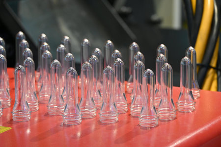 The group of PET preforms, which are semi-finished parts produced using a high-precision injection...