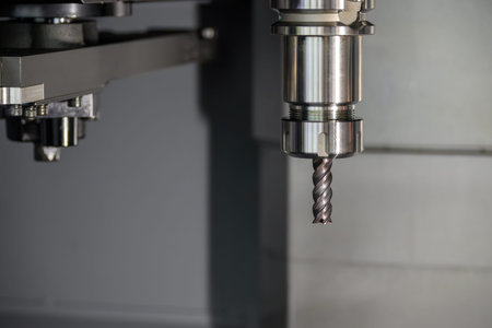 The connection mechanism between the cutting tool and the machine tool spindle, showing details of a...