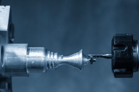 The multi-tasking machining on a CNC lathe equipped with a live tooling system (milling spindle)...