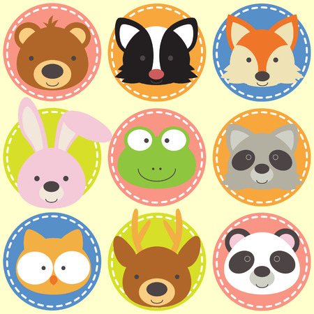 Set of animal facesのイラスト素材